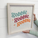 Gobble Retro Canvas Art - Thanksgiving Word Sign - Farmhouse