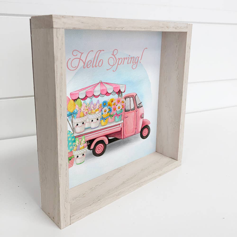 Easter Décor- Hello Spring Easter Truck- Canvas Wall Art