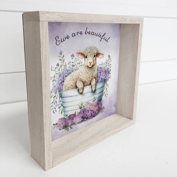 Ewe Are Beautiful - Cute Animal Spring Canvas Art - Framed