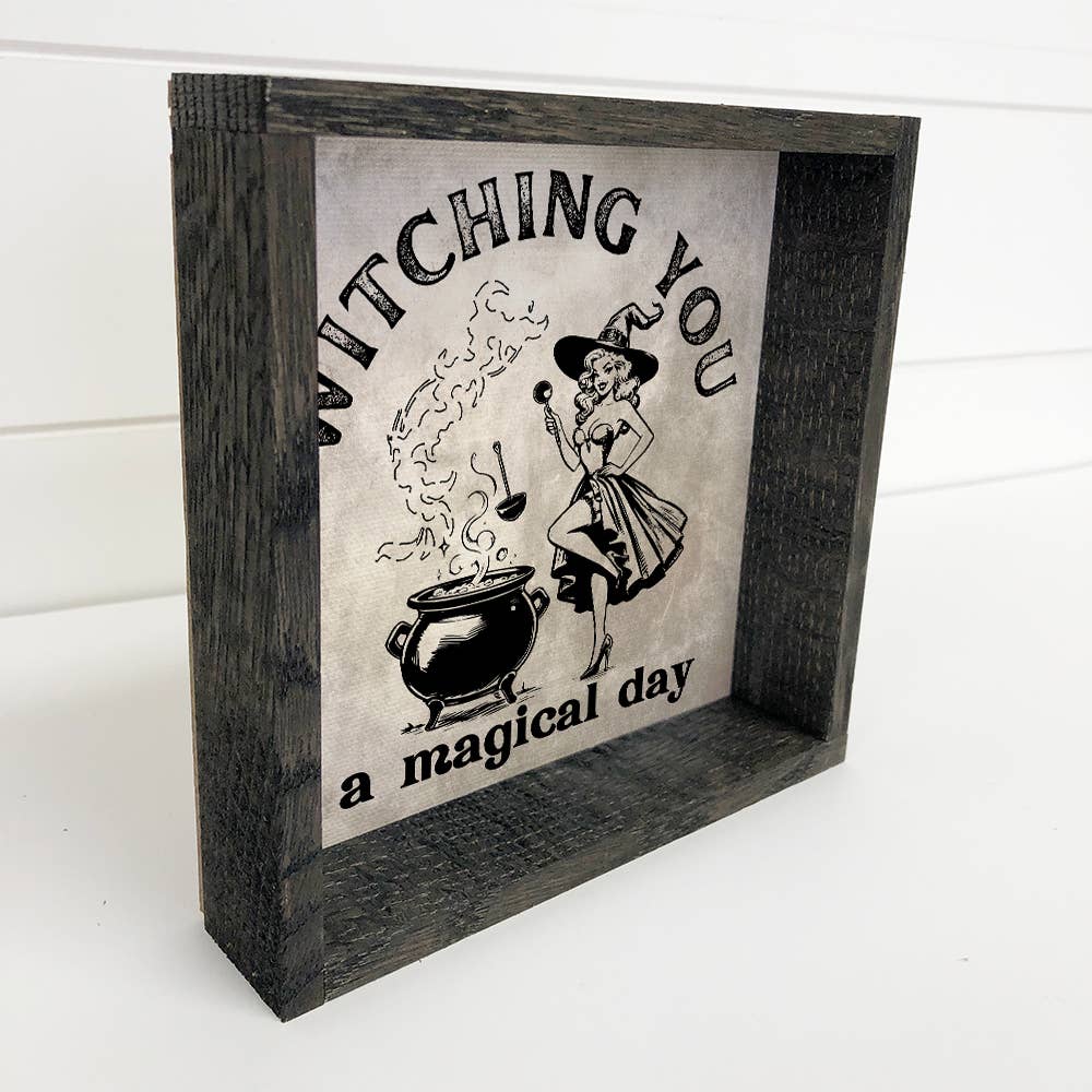 Witching You A Magical Day - Halloween Canvas Art - Framed