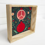 Folk Art Pomegranate - Pomegranate Canvas Art - Wood Framed