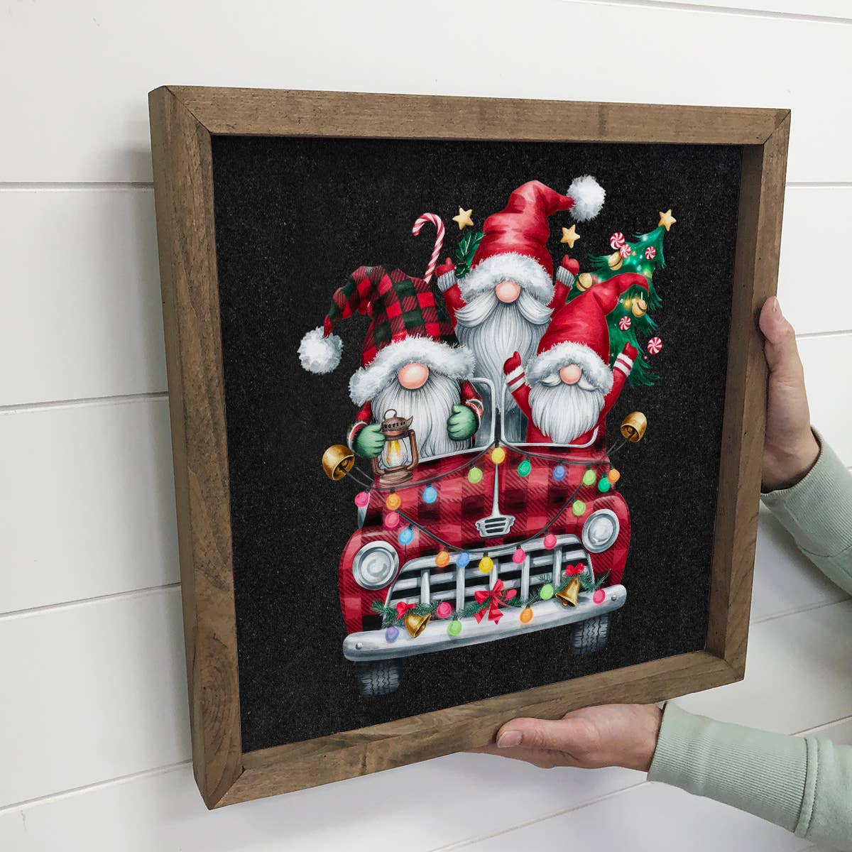 Gnome Christmas Party Car - Christmas Canvas Art - Framed