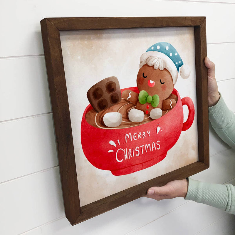 Gingerbread Cocoa Bath - Funny Holiday Art - Framed Wall Art