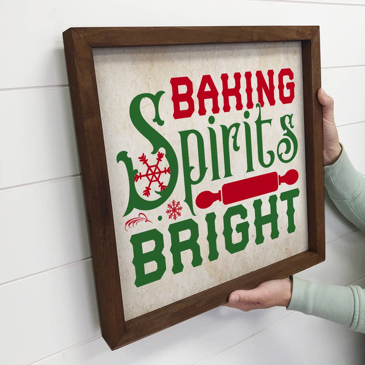 Baking Spirits Bright - Framed Holiday Sign - Christmas Sign