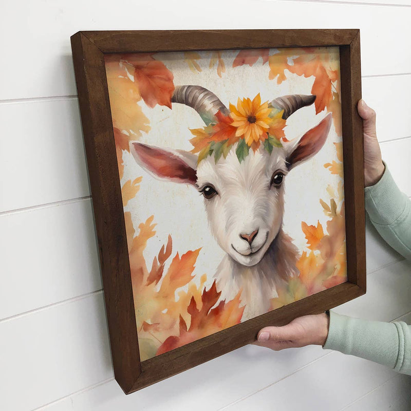 Fall Farm Animals Baby Goat- Cute Baby Animal Canvas Art