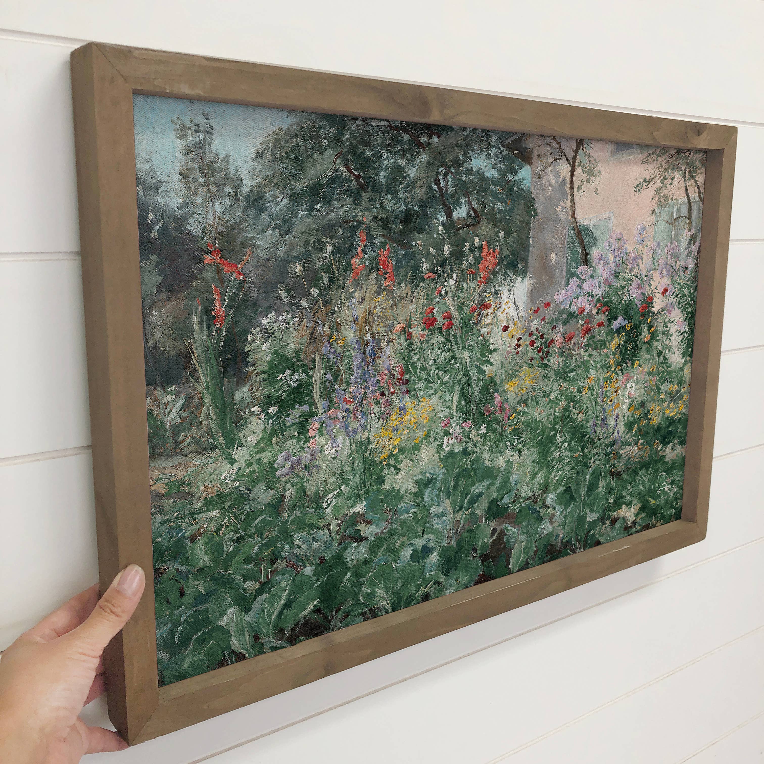 Cottage Garden - Flower Canvas Art - Wood Framed Wall Art