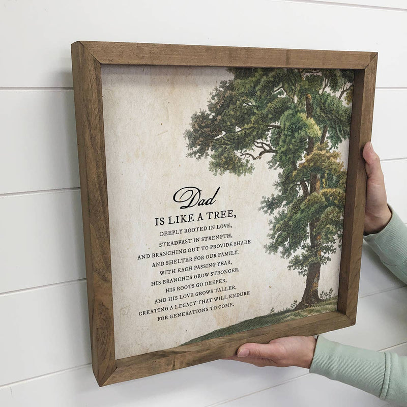 Dad is Like a Tree - Fathers Day Gift - Dad Poem with Frame