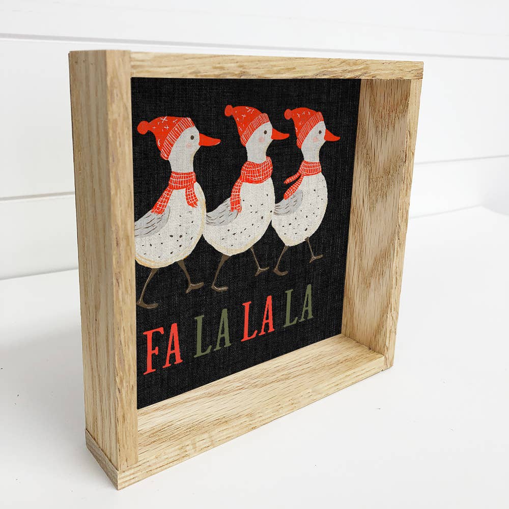 Fa La La La Winter Ducks - Christmas Canvas Art - Framed Art