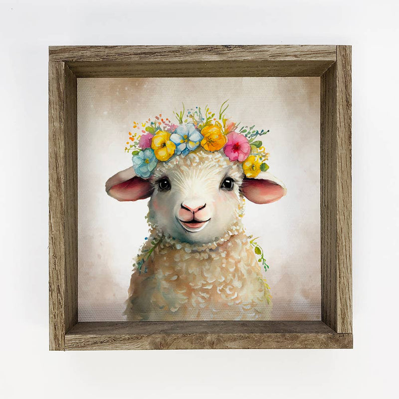 Cute Flower Sheep - Baby Sheep Painting - Baby Farm Animal
