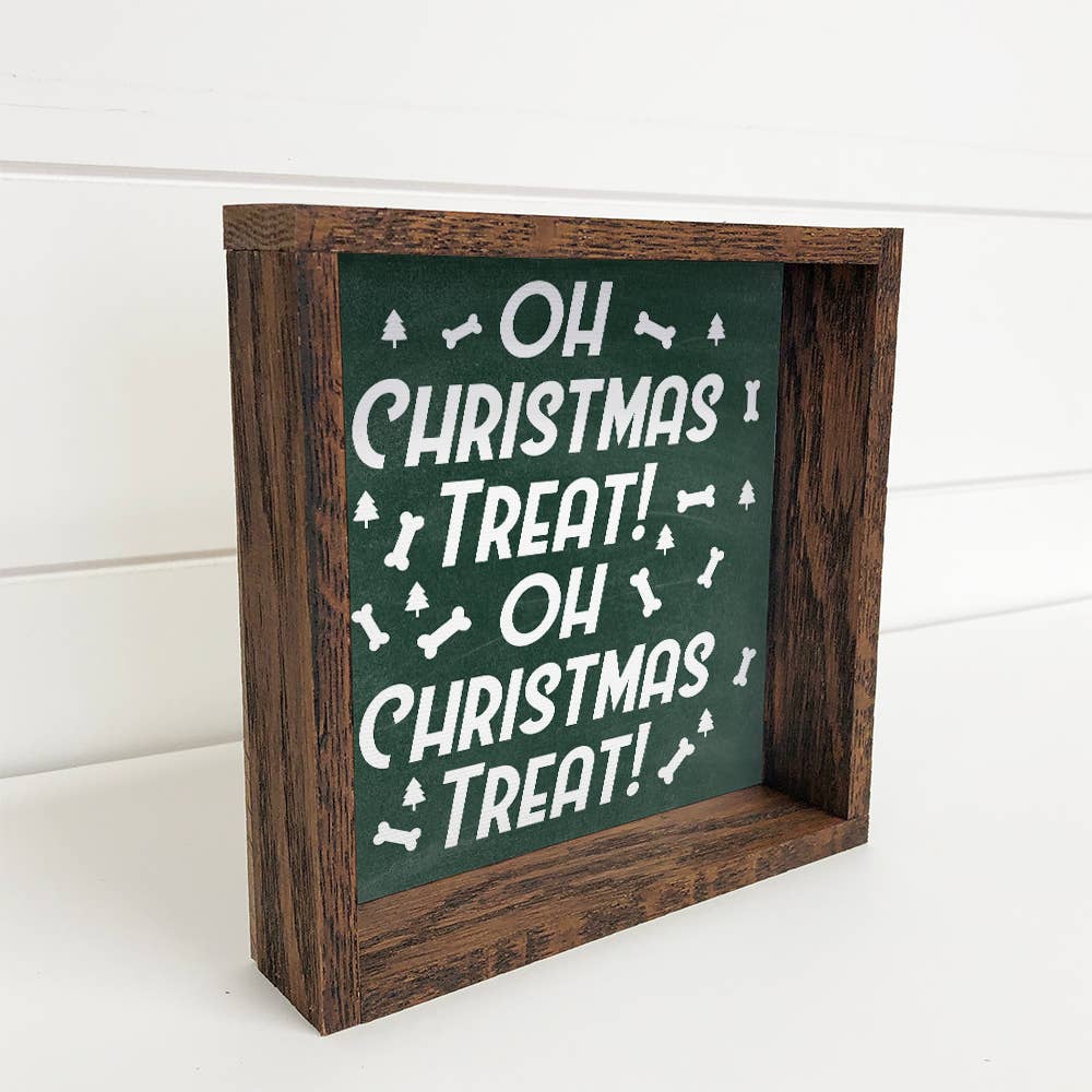 Oh Christmas Treat - Cute Holiday Dog Word Sign - Framed Art