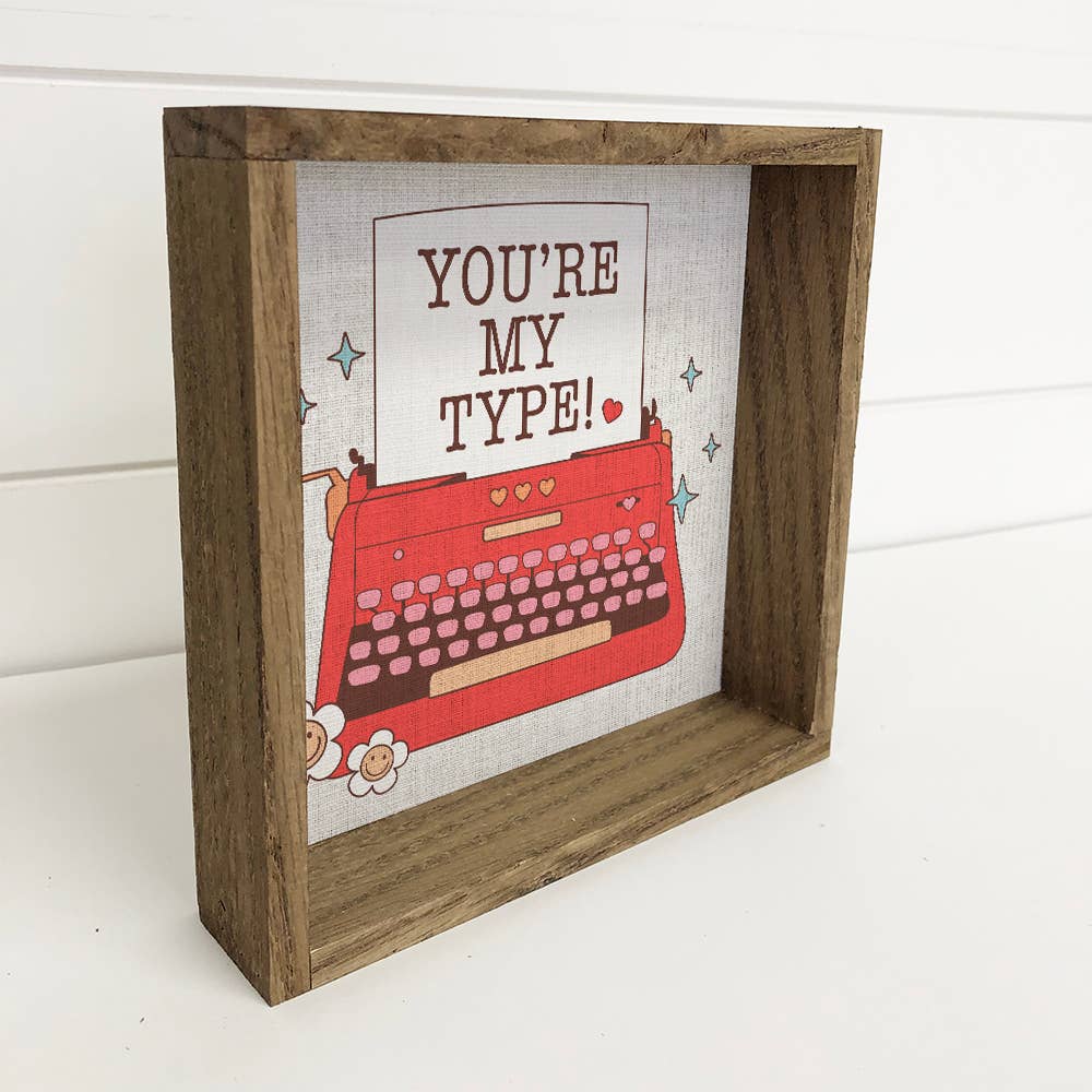 Retro Valentines You're My Type - Cute Typewriter Canvas Art