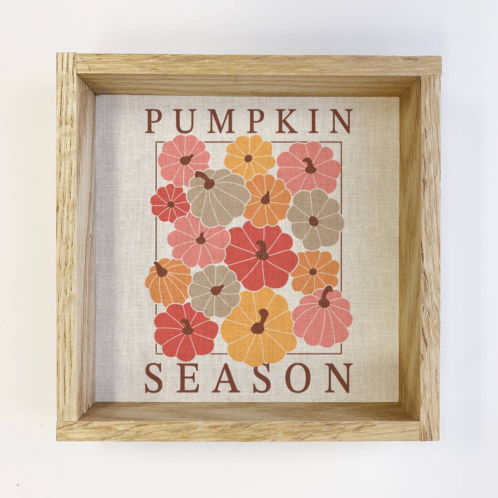 Pumpkin Season Pink and Orange - Autumn Canvas Art - Framed