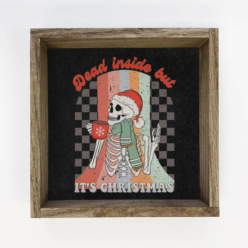 Retro Dead Inside Christmas - Funny Holiday Canvas Wall Art