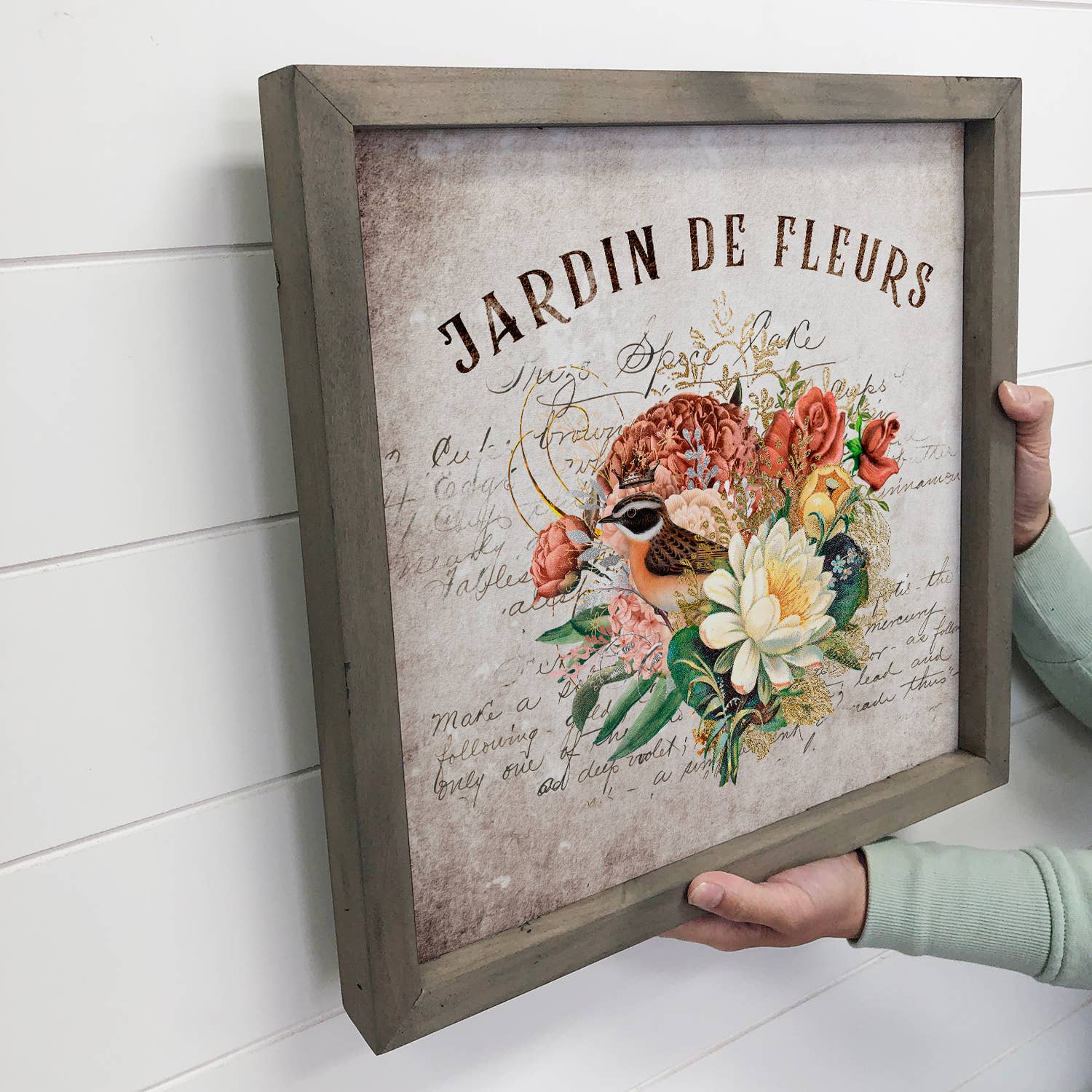 Jardin De Fleurs Vintage French Inspired Roses Wood Sign