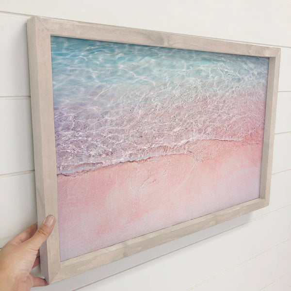 Water Meets Sand - Framed Beach Photograph - Beach House Art