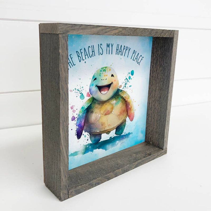 Turtle Beach is My Happy Place - Beach House Framed Wall Art