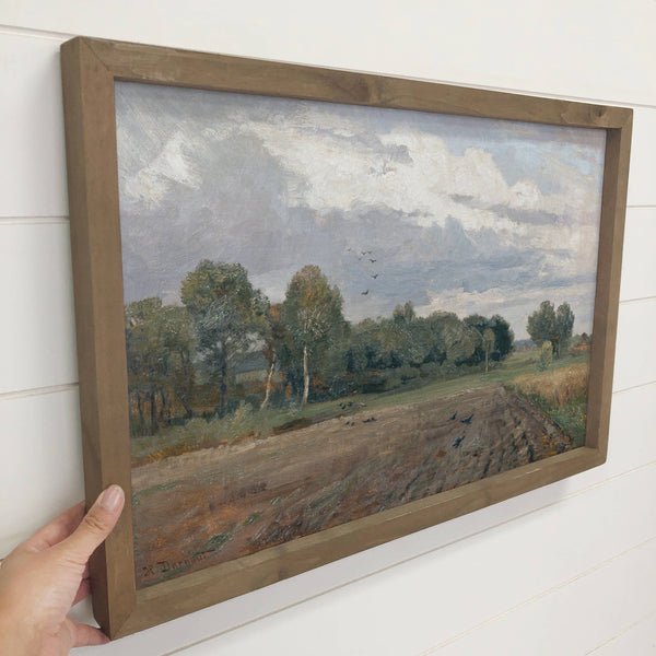 Plowed Field - Open Field Landscape Canvas Art - Wood Framed