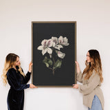 Geraniums on Black - Geraniums Canvas Art - Wood Framed Art