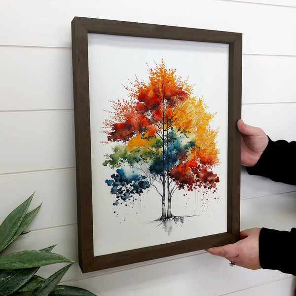 Pair of Trees Growing Together - Framed Nature Wall Art
