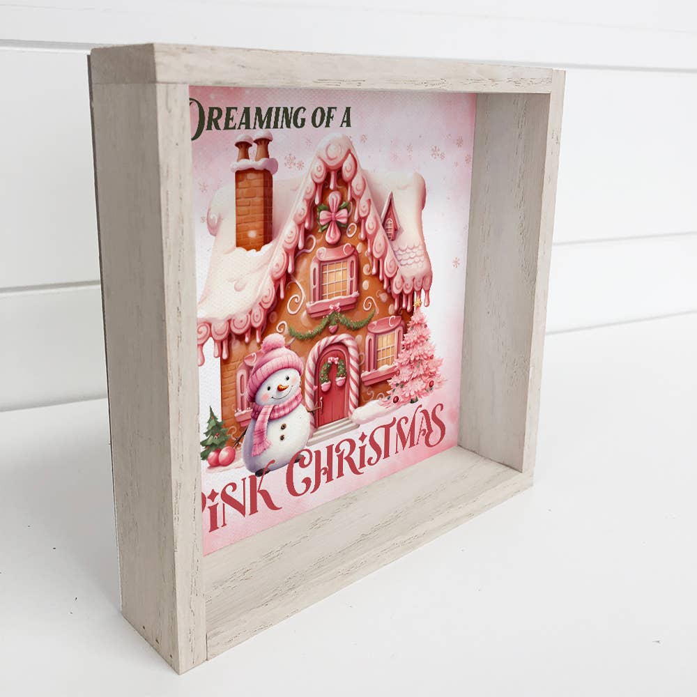 Dreaming of a Pink Christmas - Gingerbread House Wall Art