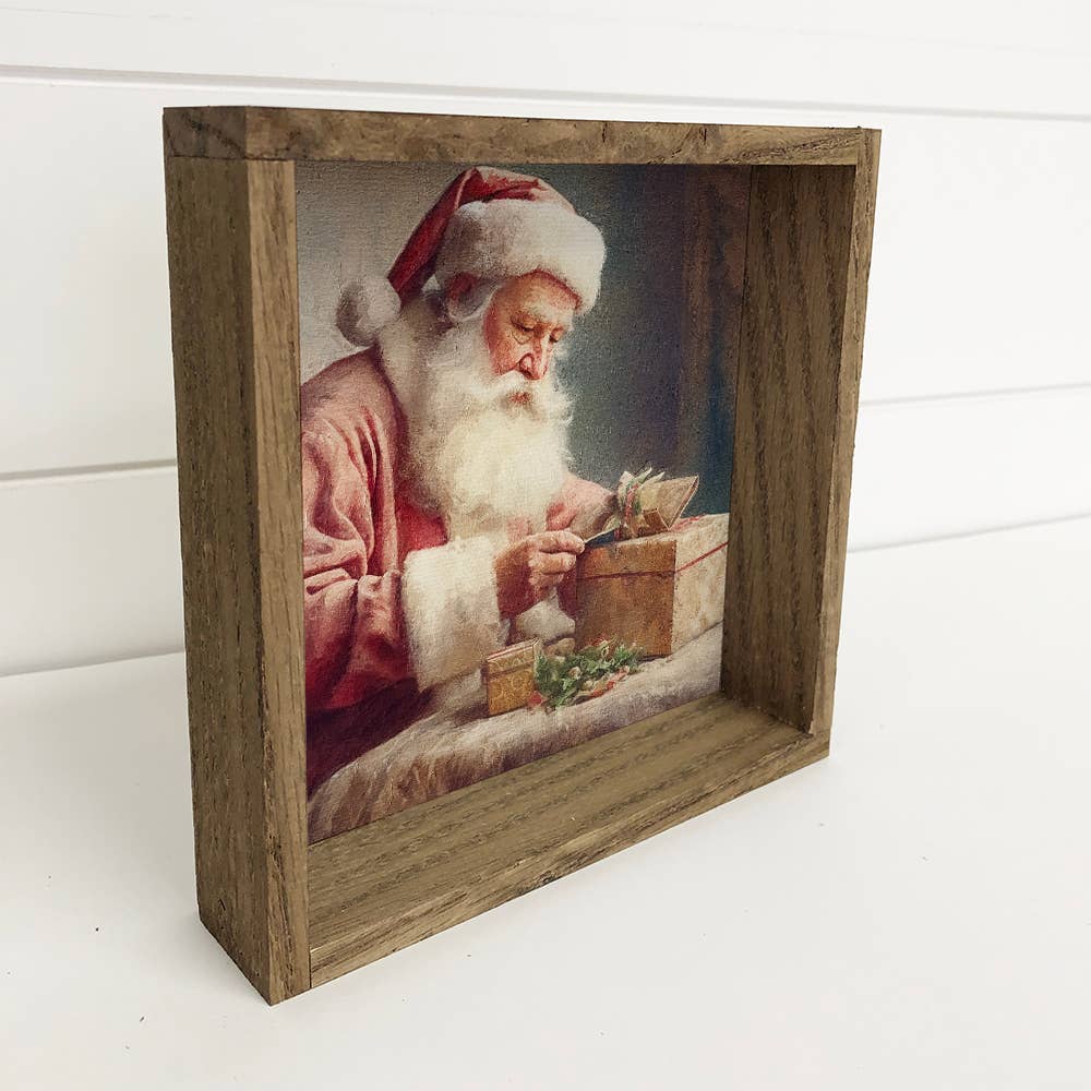 Vintage Santa Making a List - Rustic Christmas Wall Art