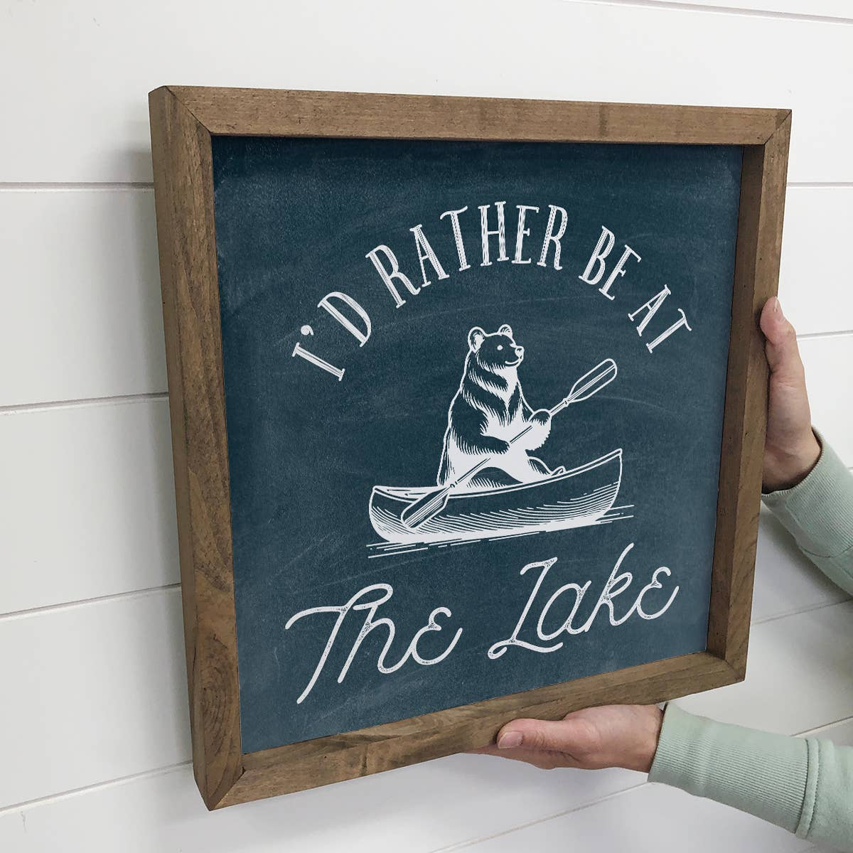 I'd Rather Be at the Lake Bear - Lake House Sign - Framed