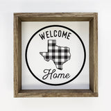 Welcome Home Texas Buffalo Plaid Small Canvas Sign