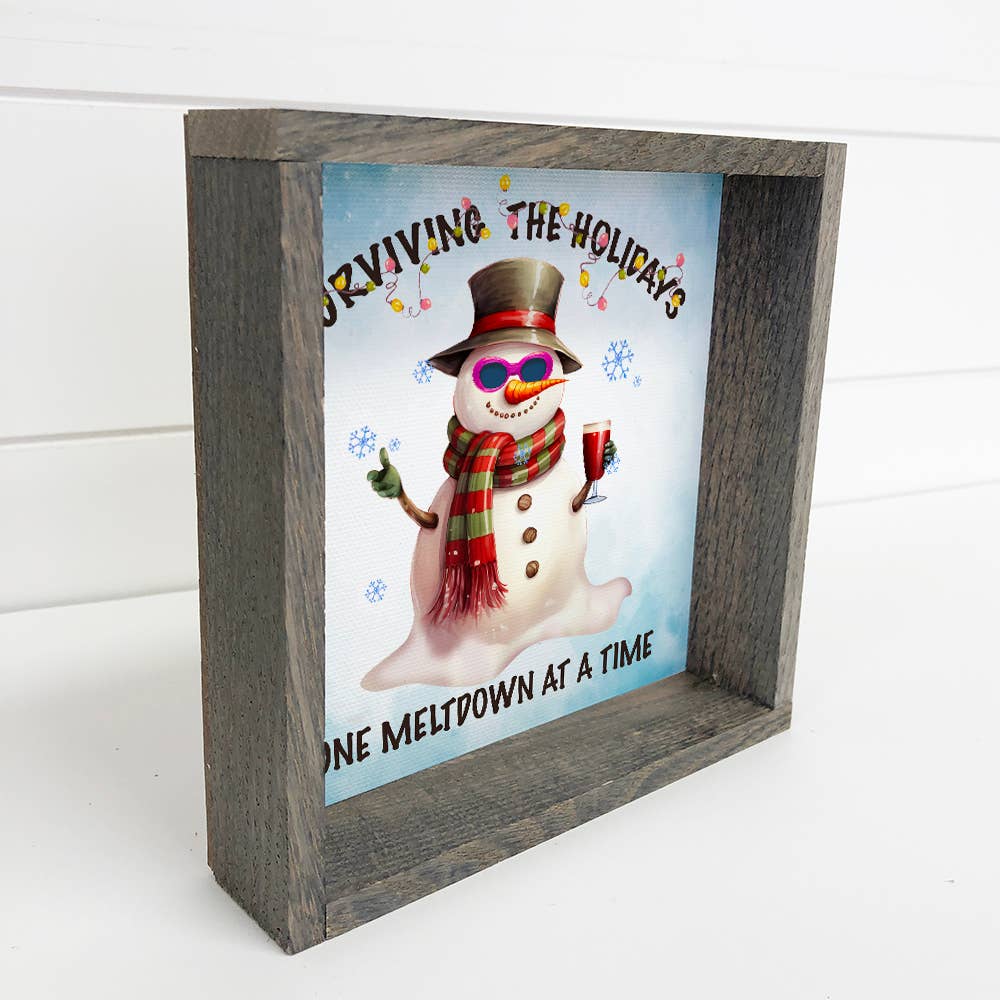 Surviving the Holidays Snowman - Funny Snowman Canvas Art