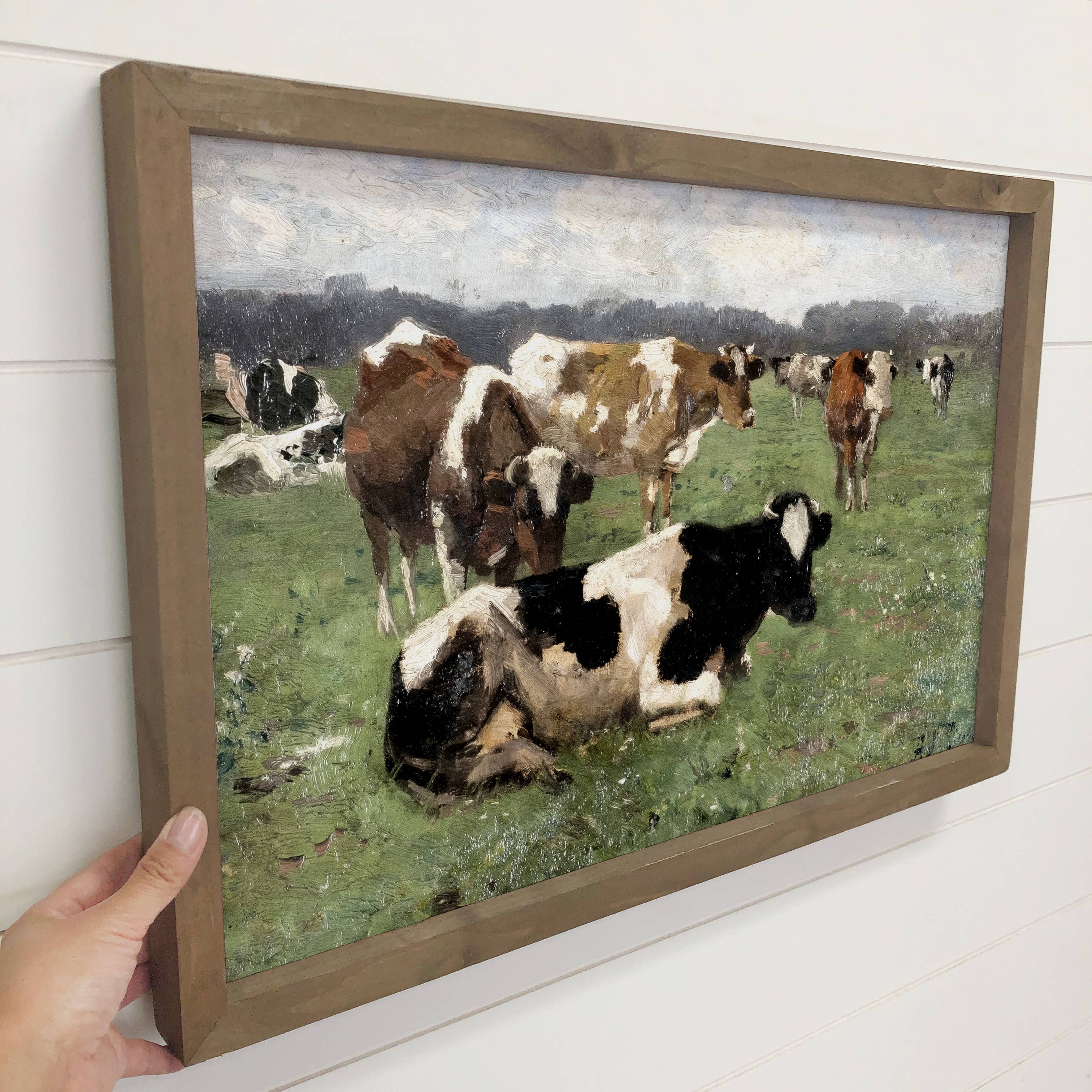 Cows Impressionist Painting - Farmed Farmhouse Wall Art