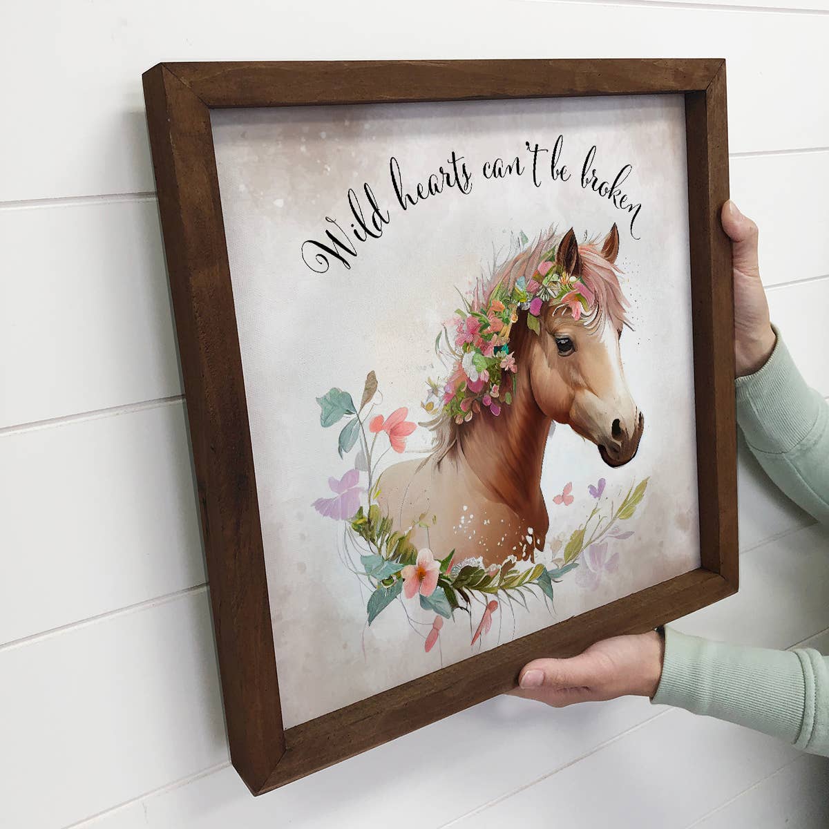 Wild Hearts Cant Be Broken Horse - Horse and Flowers Art