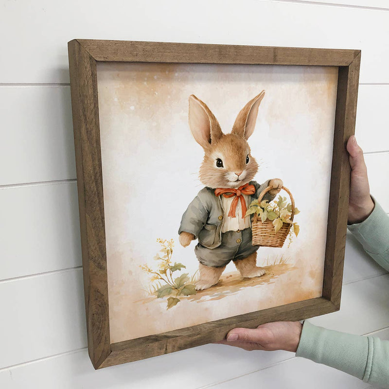 Woodland Cute Bunny - Cute Bunny Canvas Art - Wood Framed