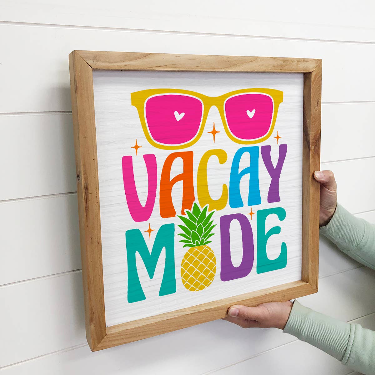 Vacay Mode - Cute Summer Canvas Art - Wood Framed Canvas Art