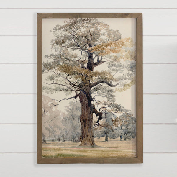 Grand Oak Tree - Framed Nature Wall Art - Lake House Decor