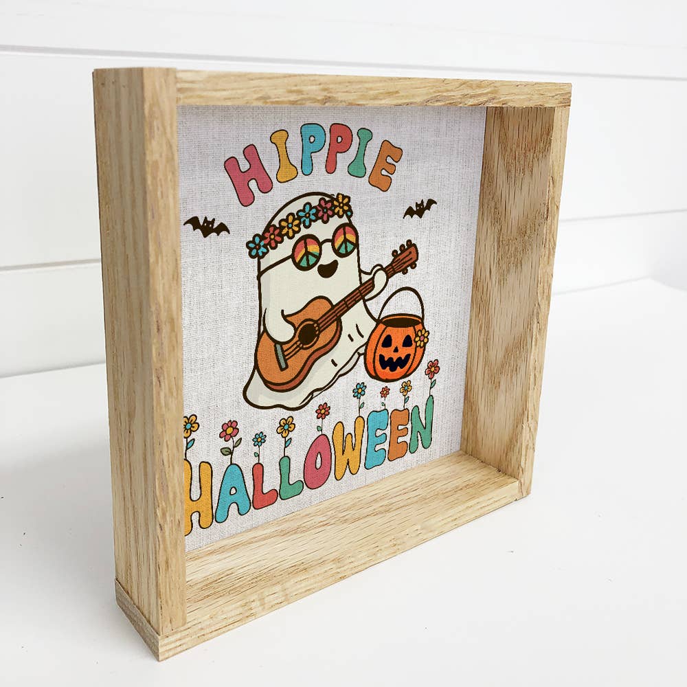 Funny Halloween Hippy - Halloween Canvas Art - Wood Framed