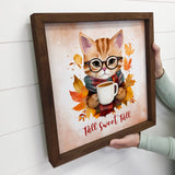 Fall Sweet Fall Cat - Cute Fall Animal Canvas Art - Framed
