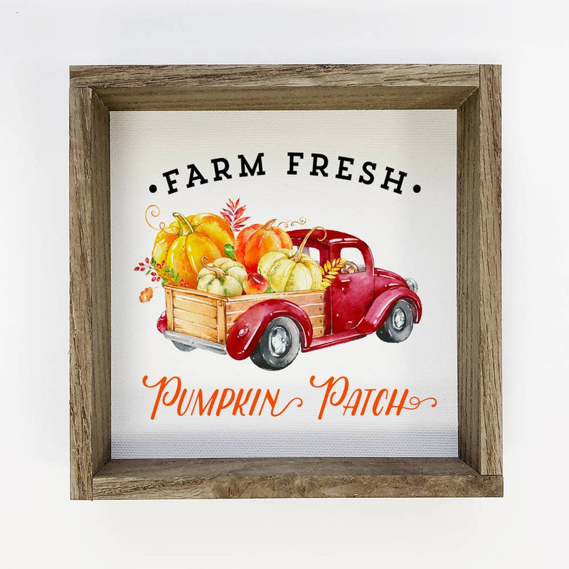 Red Pumpkin Patch Vintage Truck Little Framed Art Print