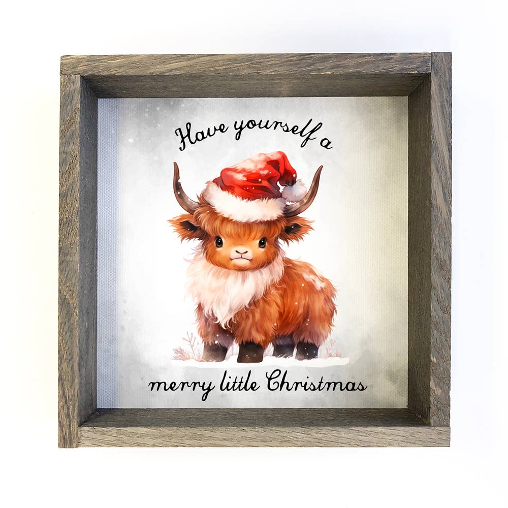 Merry Little Christmas Highland Cow - Animal Holiday Art