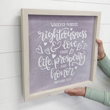 Whoever Pursues Righteousness Wall Art - Scripture Wall Art