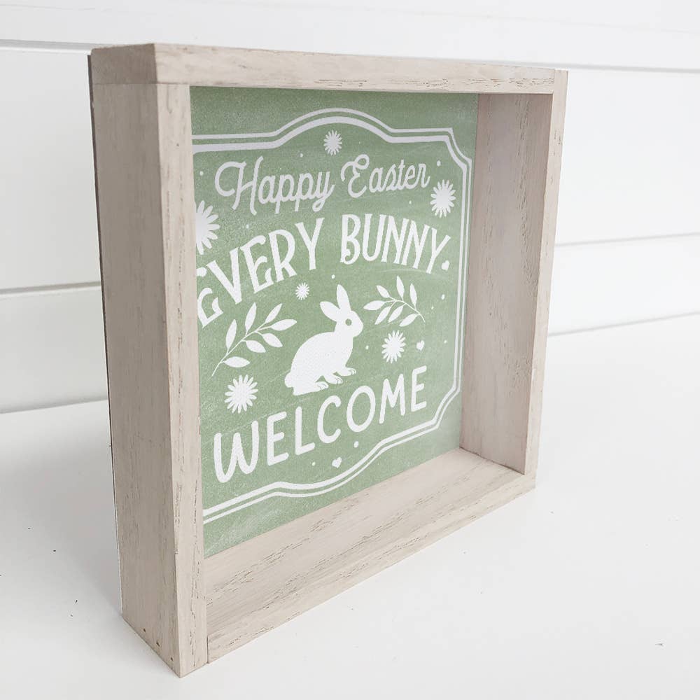 Happy Easter Every Bunny Welcome - Easter Wall Art - Framed