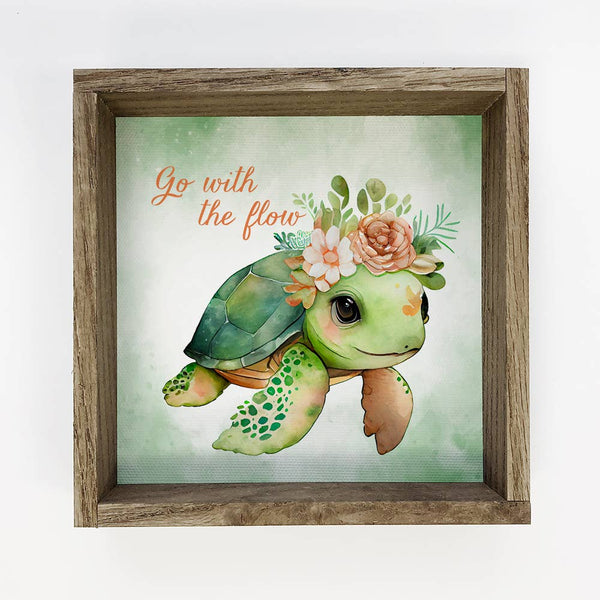 Turtle Go With the Flow - Baby Sea Turtle - Cute Animal Art