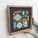 Scandinavian Christmas Owl - Framed Holiday Wall Art