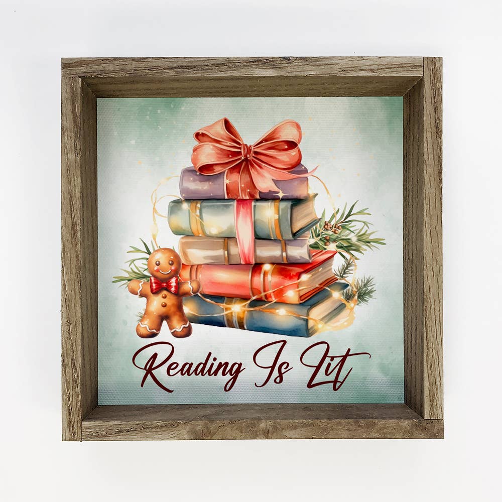 Reading is Lit Books Christmas Lights - Christmas Canvas Art