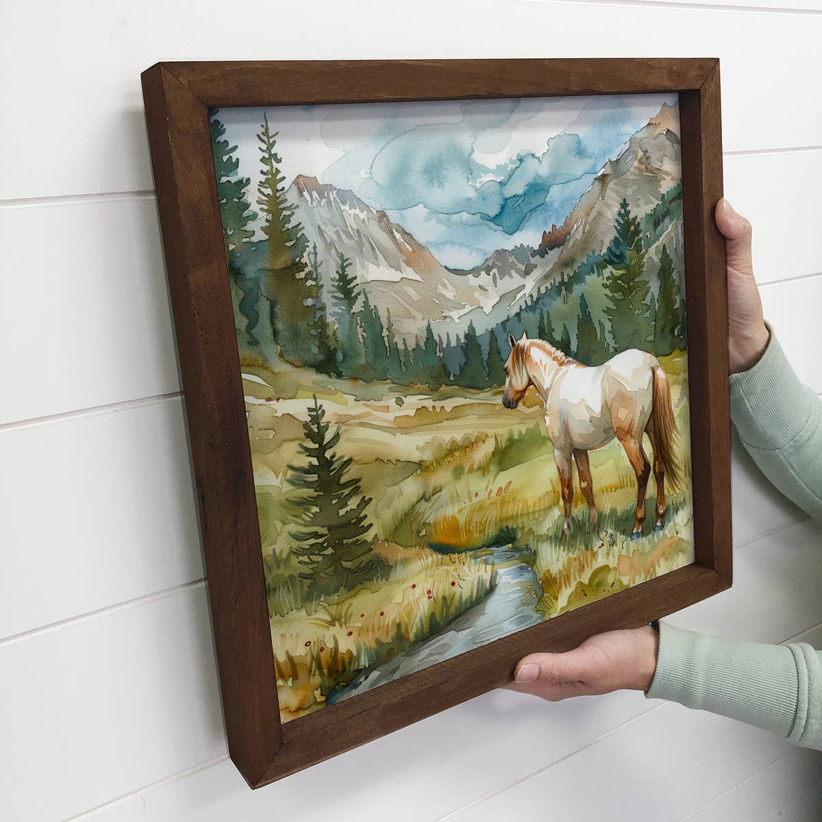 Horse In Valley Painting - Horse Canvas Art - Wood Framed