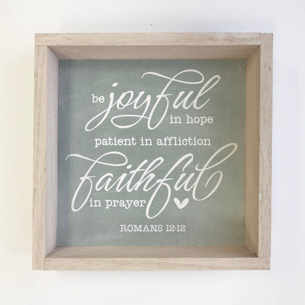 Christian Wooden Gift Sign Joyful in Hope Scripture Message