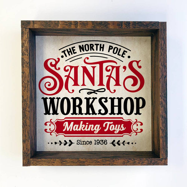 Santa's Workshop Red & Black - Cute Framed Holiday Word Sign