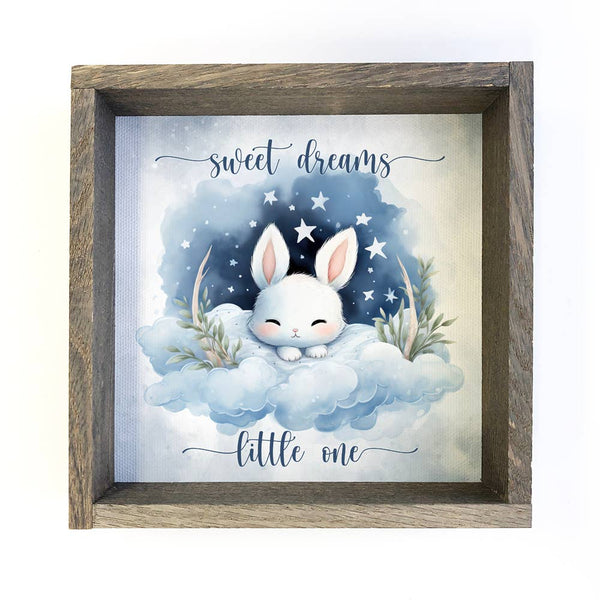 Sweet Dreams Bunny - Cute Bunny Canvas Art - Wood Framed