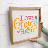 Love Grows Here - Spring Time Canvas Art - Wood Framed Decor