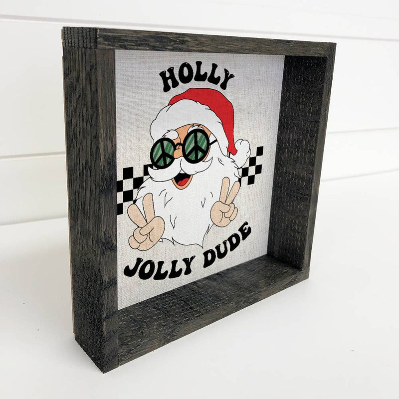 Holly Jolly Santa Dude - Cute Holiday Canvas Art - Framed