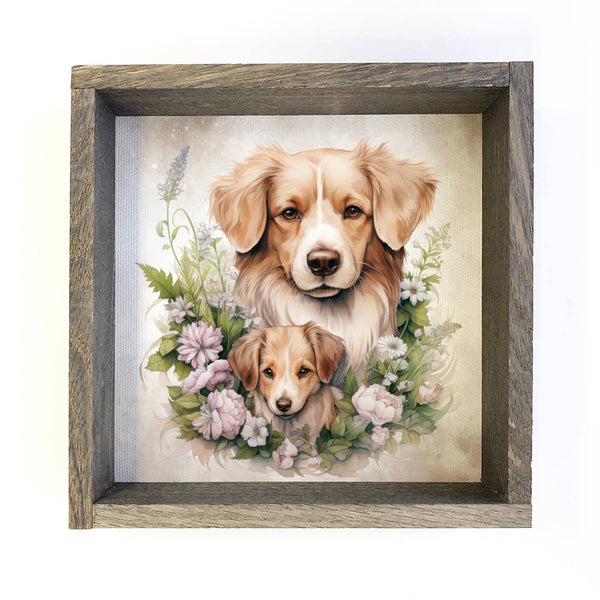 Mother Baby Nova Scotia Retriever - Dog Canvas Art - Framed
