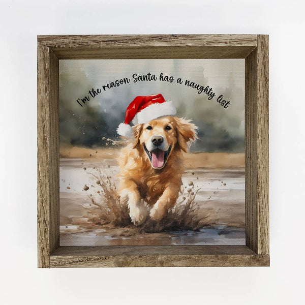 Golden Retriever Naughty List - Funny Animal Wall Art